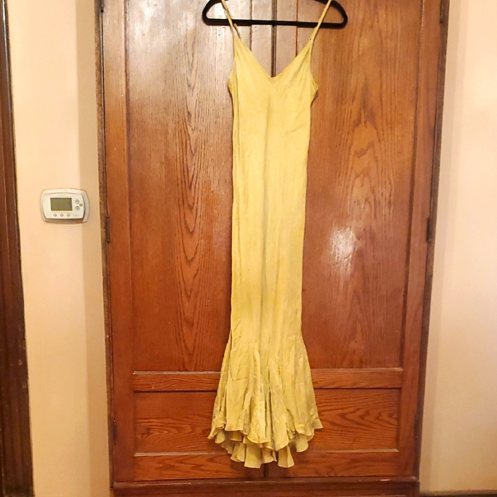 MES DEMOISELLES PARIS SIZE 42 Elegant Yellow Maxi Dress With Subtle Pattern